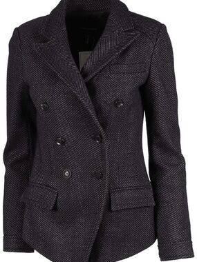 Marissa Webb Dark Herringbone Double-Breasted Blazer